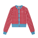 HOUNDSTOOTH KNIT CARDIGAN - PINK