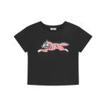 HOUNDSTOOTH RUNNING DOG BABY TEE - BLACK