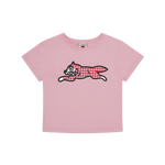 HOUNDSTOOTH RUNNING DOG BABY TEE - PINK