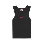 BEADED RUNNING DOG RIBBED VEST TOP - BLACK
