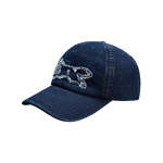 DISTRESSED RUNNING DOG DAD CAP - INDIGO