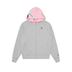 CONES & BONES ZIP THROUGH HOOD - HEATHER GREY