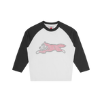 RUNNING DOG RAGLAN SLEEVE LS SHIRT - WHITE/BLACK