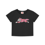 LEOPARD RUNNING DOG BABY TEE - BLACK