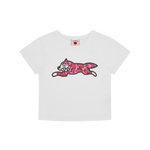 LEOPARD RUNNING DOG BABY TEE - WHITE