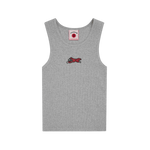 BEADED RUNNING DOG RIBBED VEST TOP - HEATHER GREY