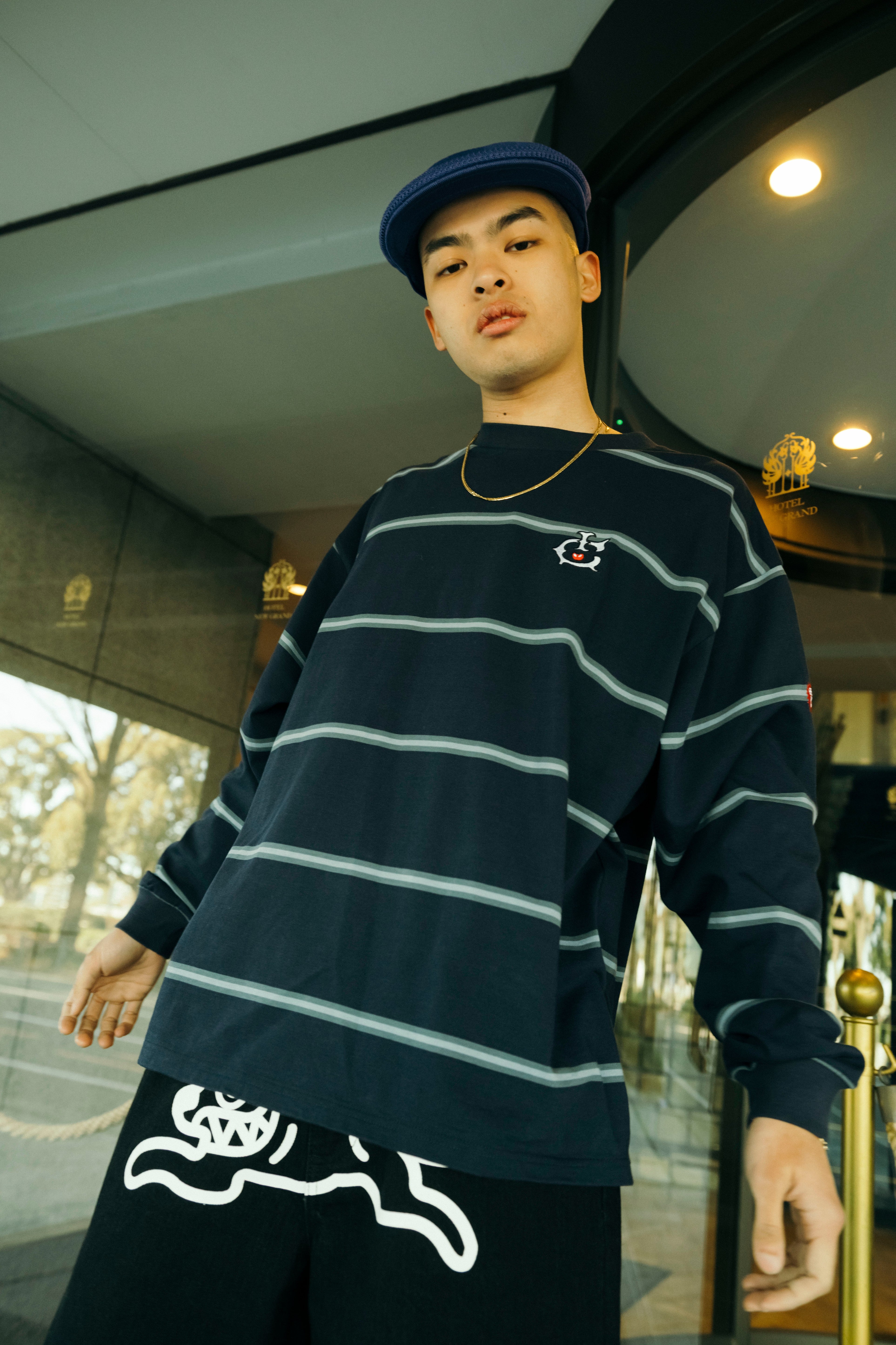 BORDER L/S T-SHIRT - NAVY – Billionaire Boys Club