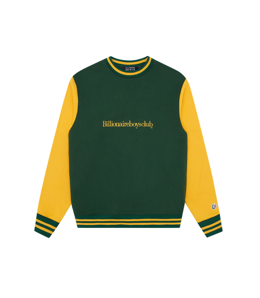 SERIF LOGO COLOURBLOCK CREWNECK GREEN YELLOW Billionaire Boys Club