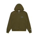 SMALL ARCH LOGO ZIP THROUGH - OLIVE