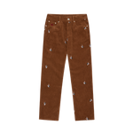 EMBROIDERED CORDUROY PANT - BROWN